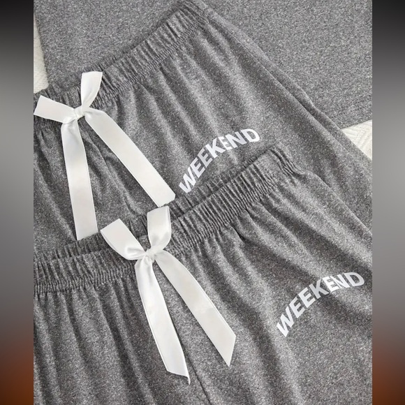 NEW 3-Piece Loungewear, PJ Set, Top, Shorts & Pants w/ WEEKEND" Print L - Picture 5 of 5
